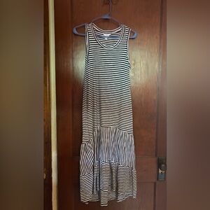 Time and Tru Black and White Sleeveless Striped Maxi Dress Womens Size Small